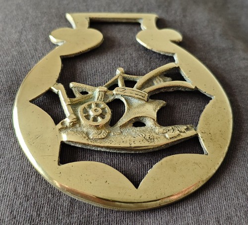 Antique cast horse brass - brass,