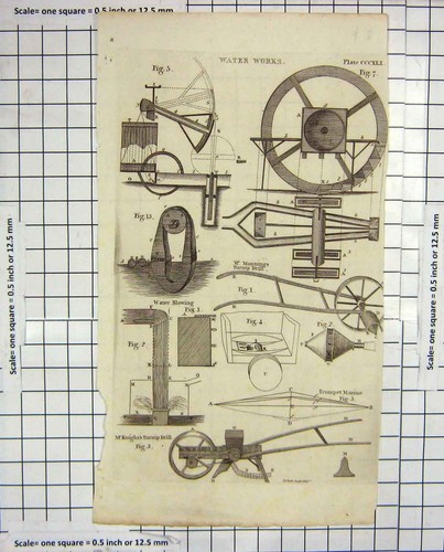 Old antique print - old, water